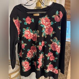 Vera Wang Black Floral Sweatshirt